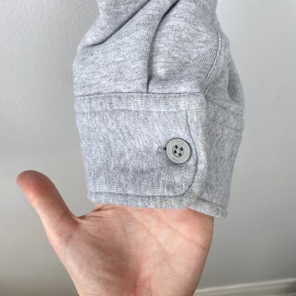 TNA Cozy Fleece‎ Boyfriend Cropped Button Up Heather Gray Shacket Size Medium - Picture 9 of 12